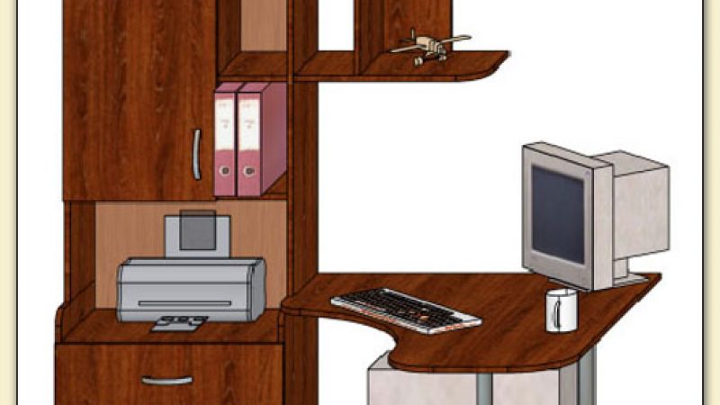 Компьютерный стол со шкафом в угол комнаты